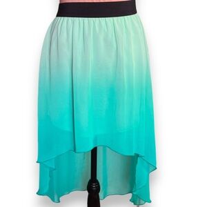 FOREVER 21 Teal Ombre High Low Chiffon Skirt Size S